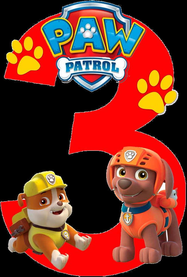 Paw Patrol Number3 With Characters PNG Image