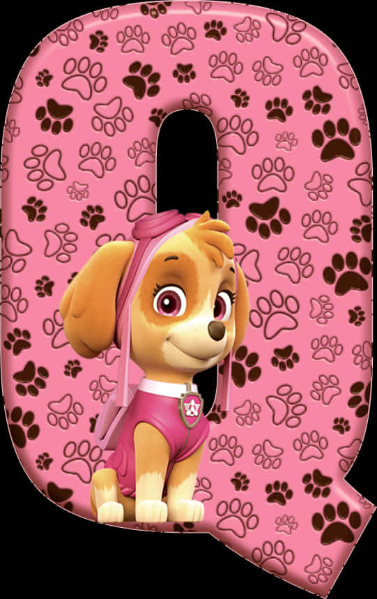 Paw Patrol Pink Pup Letter Q PNG Image