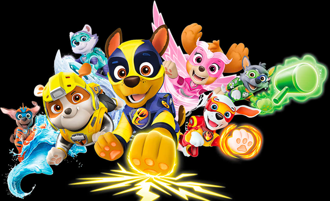 Paw Patrol Team Action Pose PNG Image