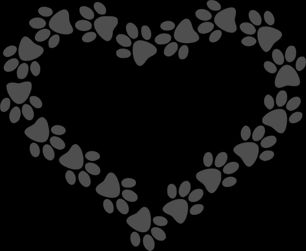 Paw Print Heart Shape PNG Image