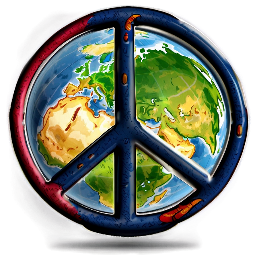 Peace Sign On World Map Png 24 PNG Image