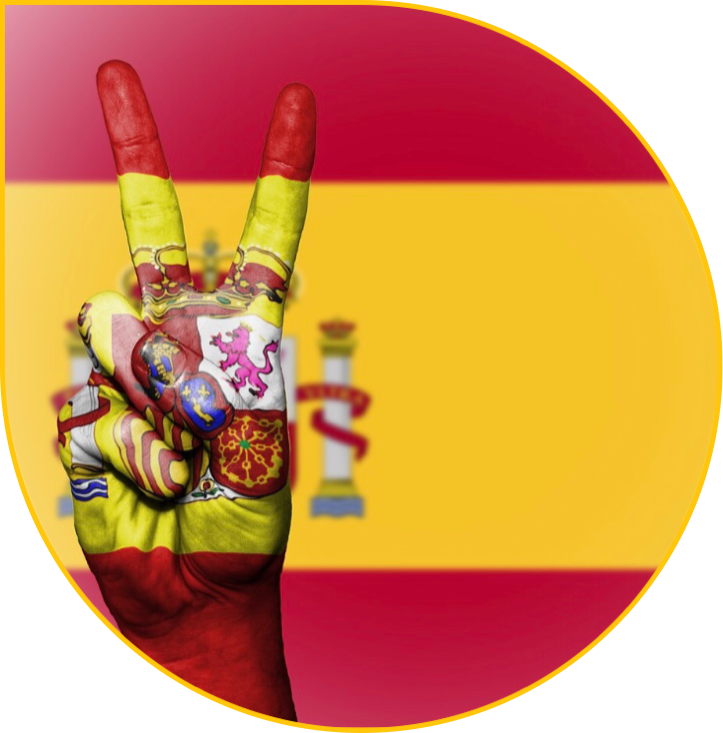 Peace Sign Spain Flag Painted Hand PNG Image