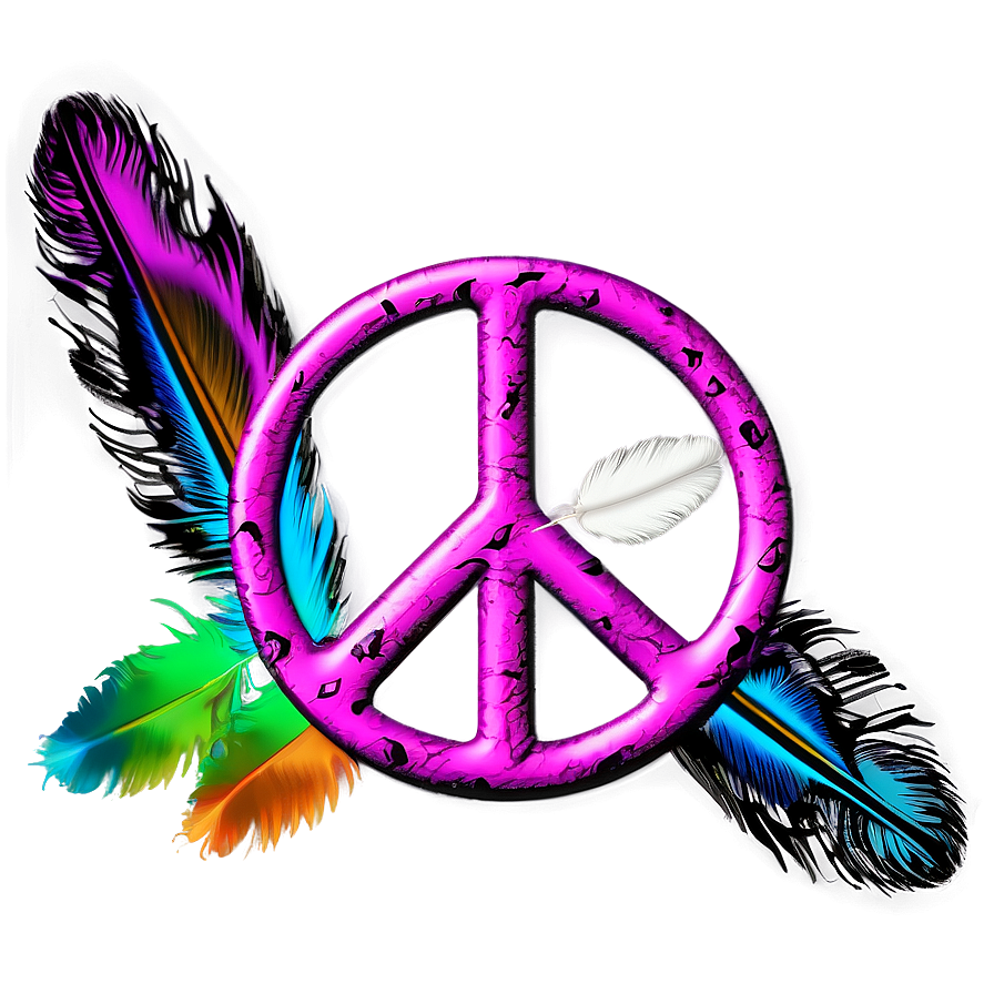 Peace Sign With Feathers Png Yte94 PNG Image