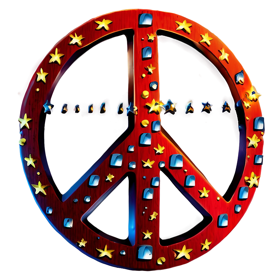 Peace Sign With Stars Png Gkk PNG Image