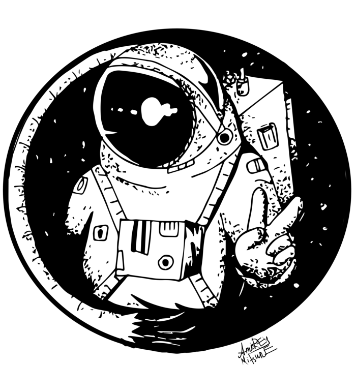 Peaceful Astronaut Cartoon PNG Image