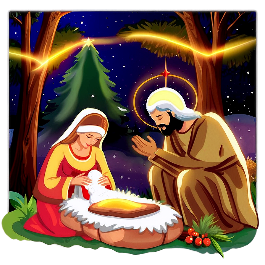 Peaceful Christmas Eve Nativity Scene Png Jqs74 PNG Image