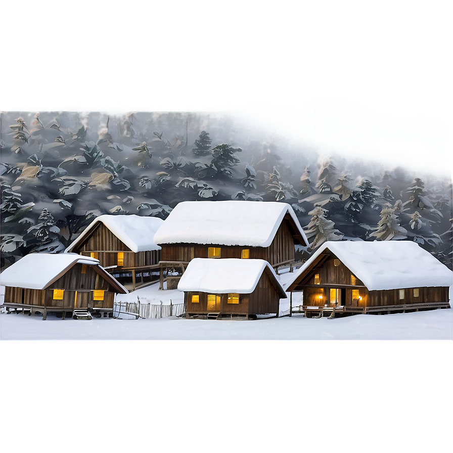 Peaceful Snowfall Village Png Gvy PNG Image