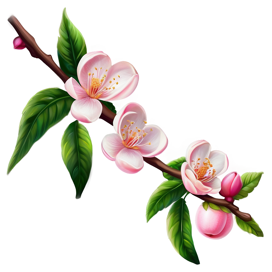 Peach Blossom Drawing Png Rjx47 PNG Image