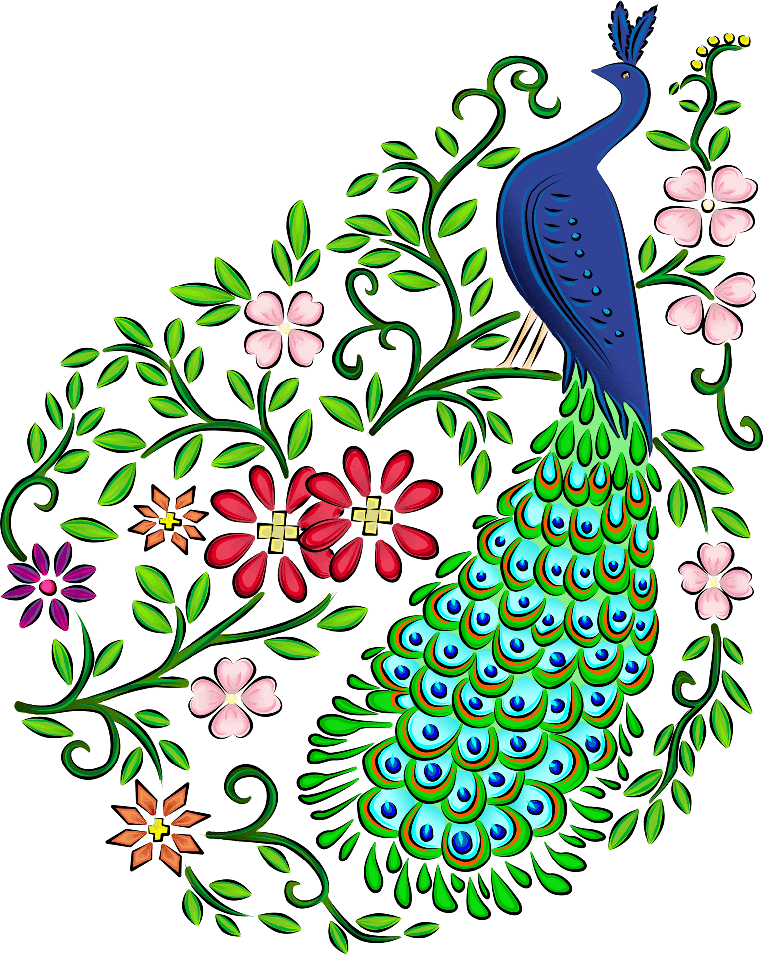 Peacock Feather Artwork PNG Image