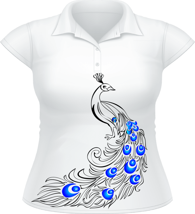 Peacock Feather Design Polo Shirt PNG Image