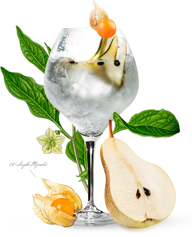 Pear Cocktail Artistic Composition PNG Image