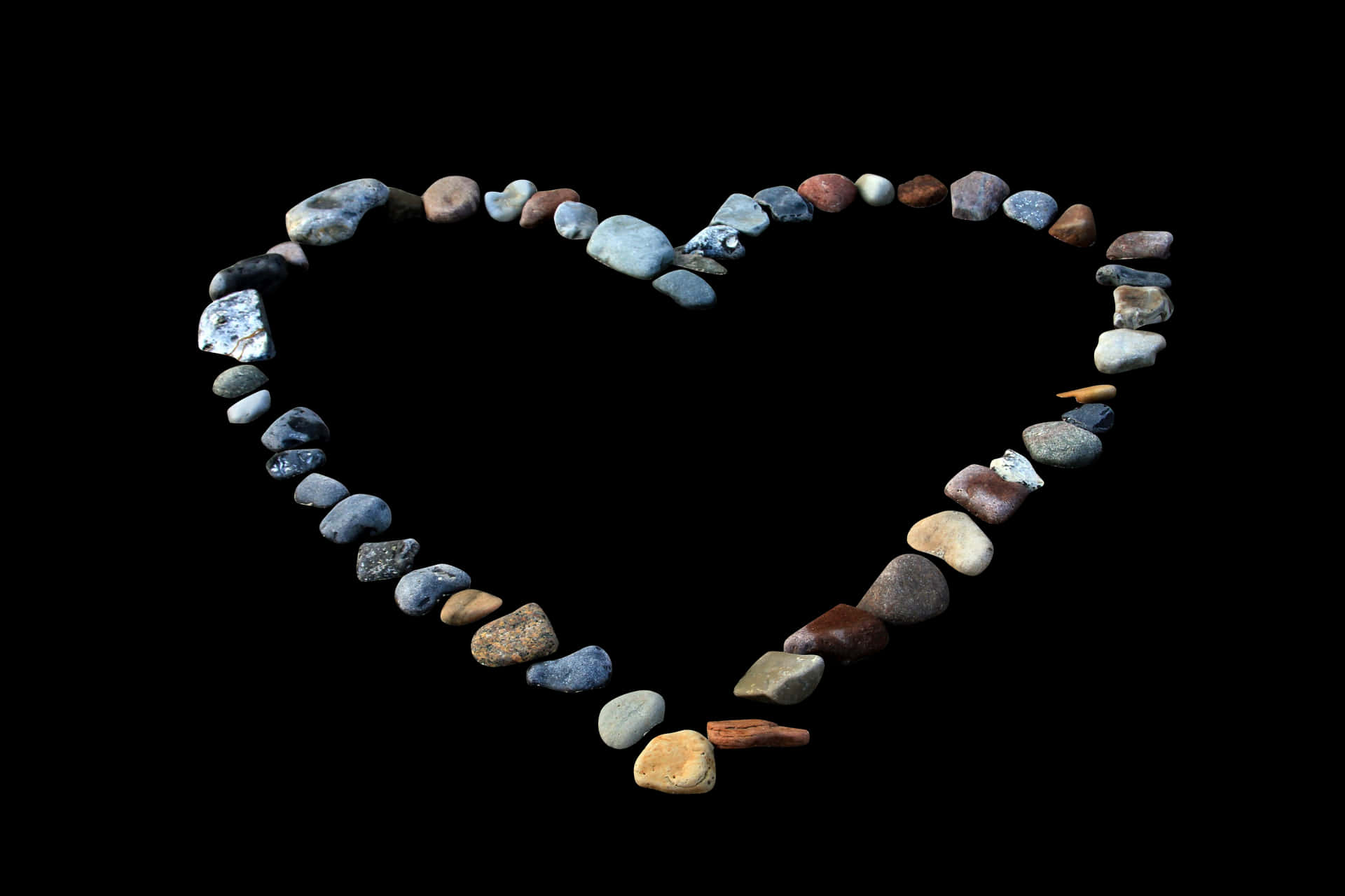 Pebble Heart Formation Black Background PNG Image