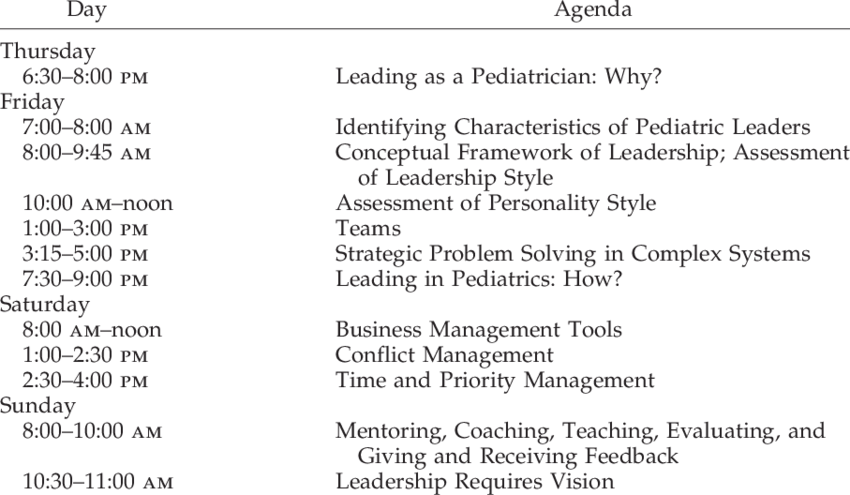 Pediatric Leadership Conference Agenda PNG Image