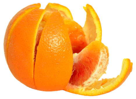 Peeled Orange Artistic Display PNG Image