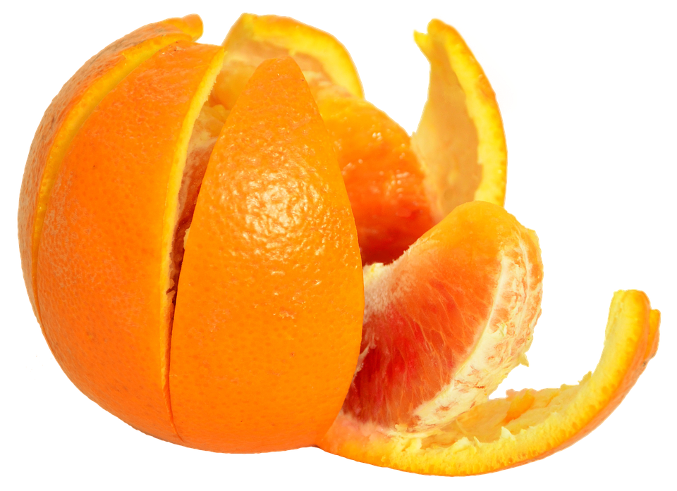 Peeled Orange Isolated Background PNG Image