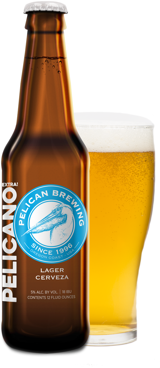 Pelican Brewing Lager Cerveza Bottleand Glass PNG Image