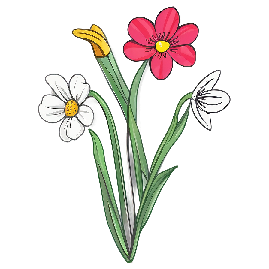 Pencil Sketch Flower Outline Png Hjw PNG Image