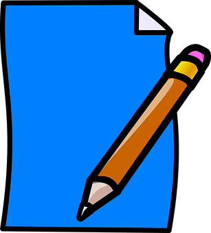 Pencil Writingon Paper Cartoon PNG Image