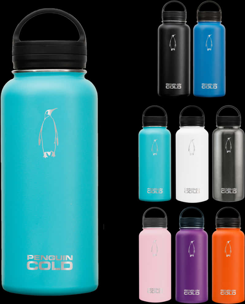 Penguin Cold Insulated Bottles Collection PNG Image