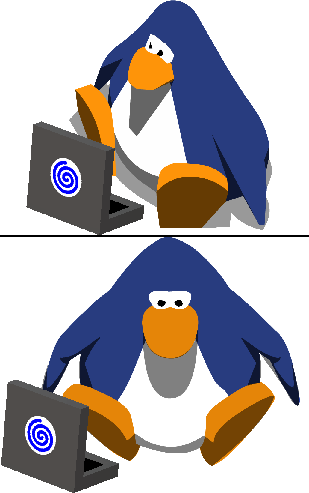 Penguin_with_ Laptop_ Vector_ Art PNG Image