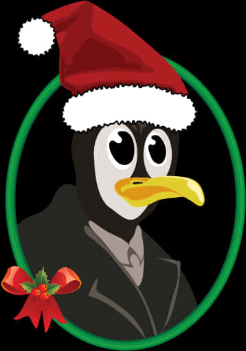 Penguinin Santa Hat PNG Image