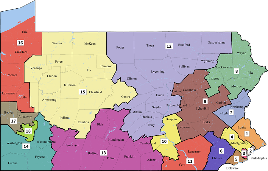 Pennsylvania Congressional Districts Map PNG Image