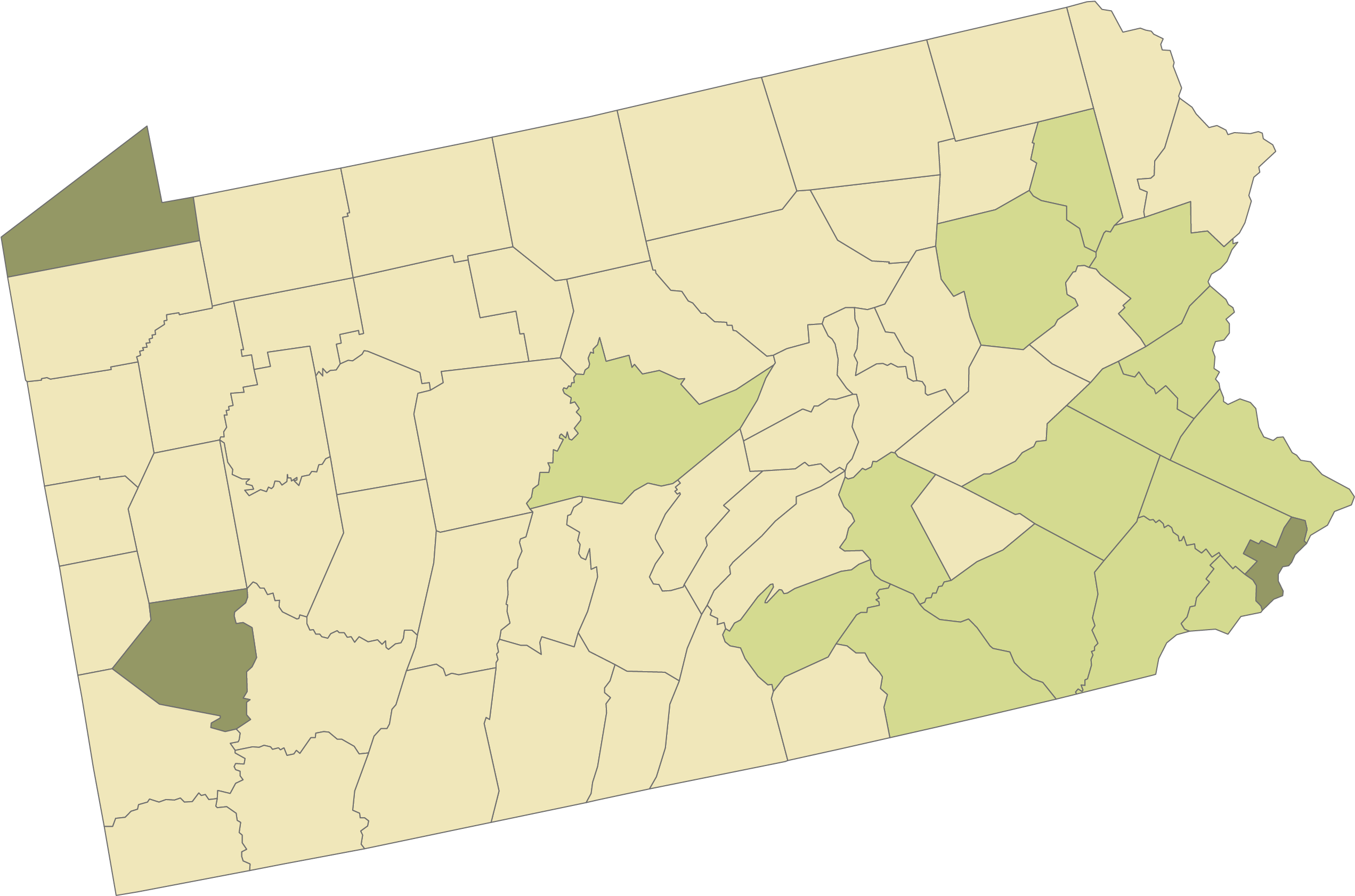 Pennsylvania Map Highlighted Counties PNG Image