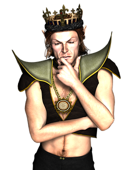 Pensive_ Elf_ King_ Thinking PNG Image