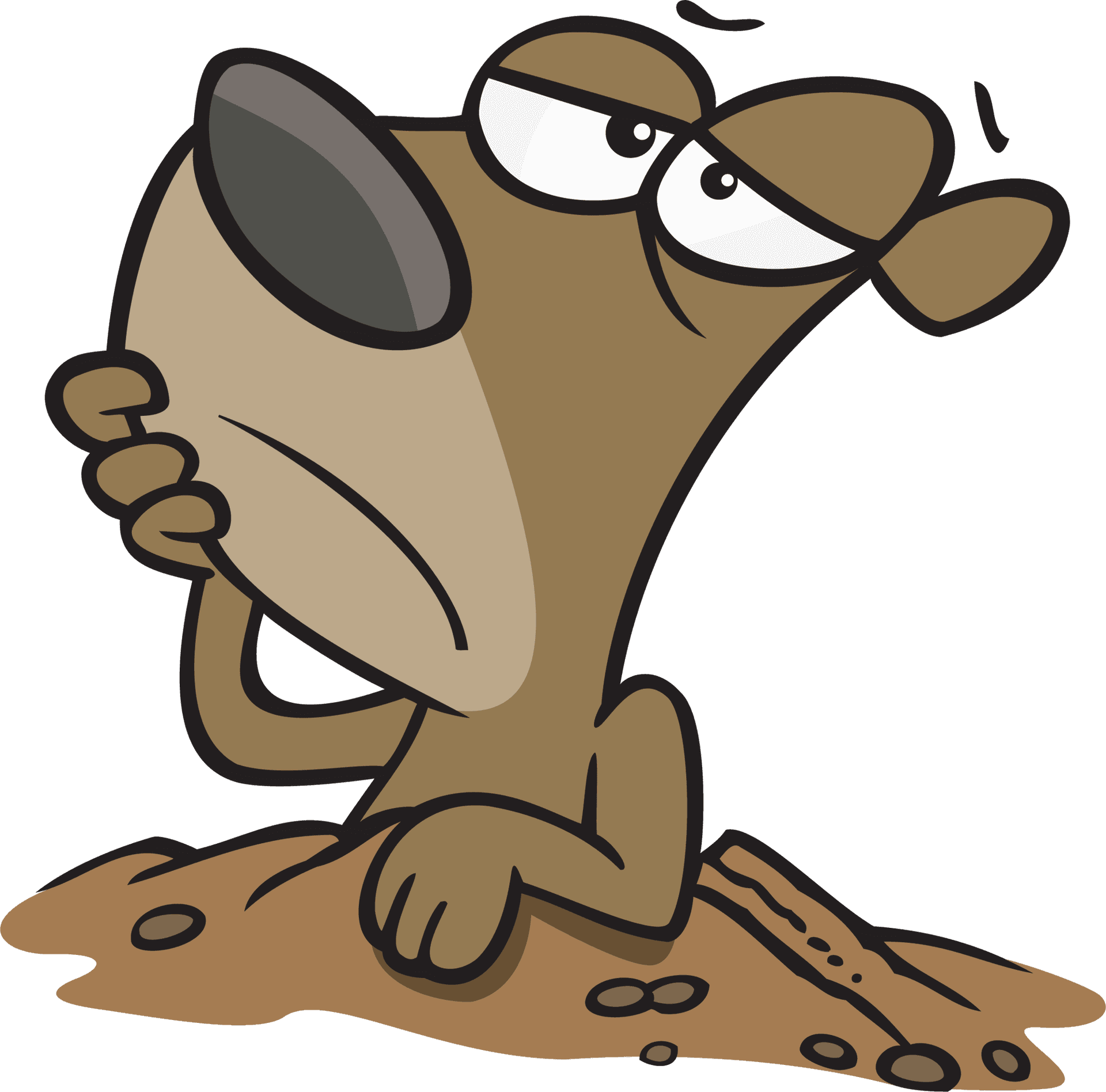 Pensive Groundhog Cartoon PNG Image