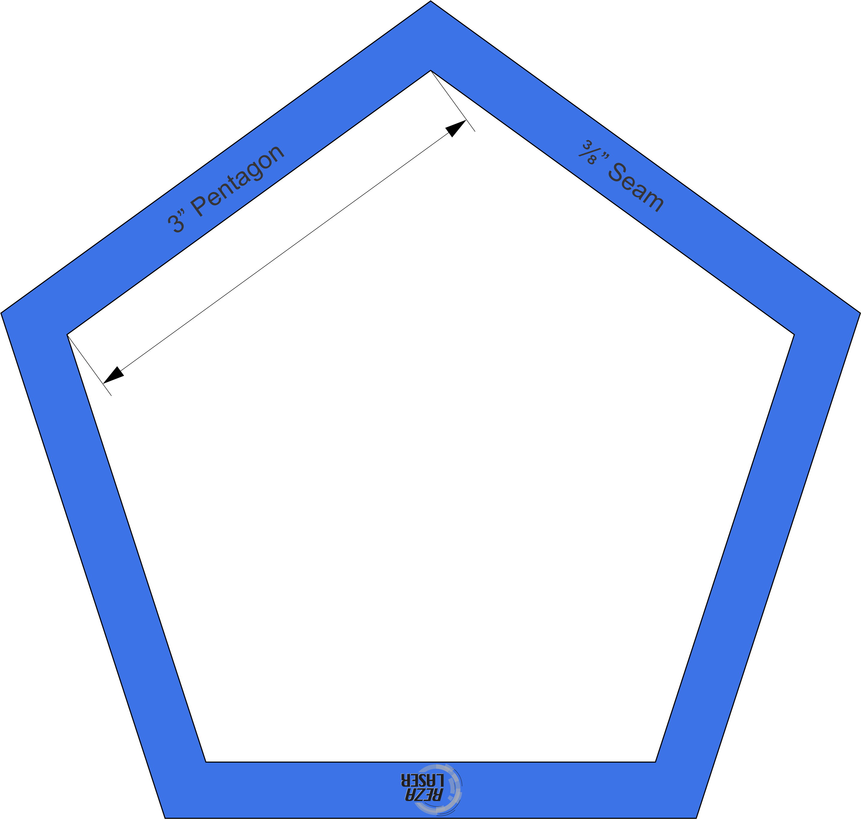 Pentagon Diagramwith Seam Measurements PNG Image