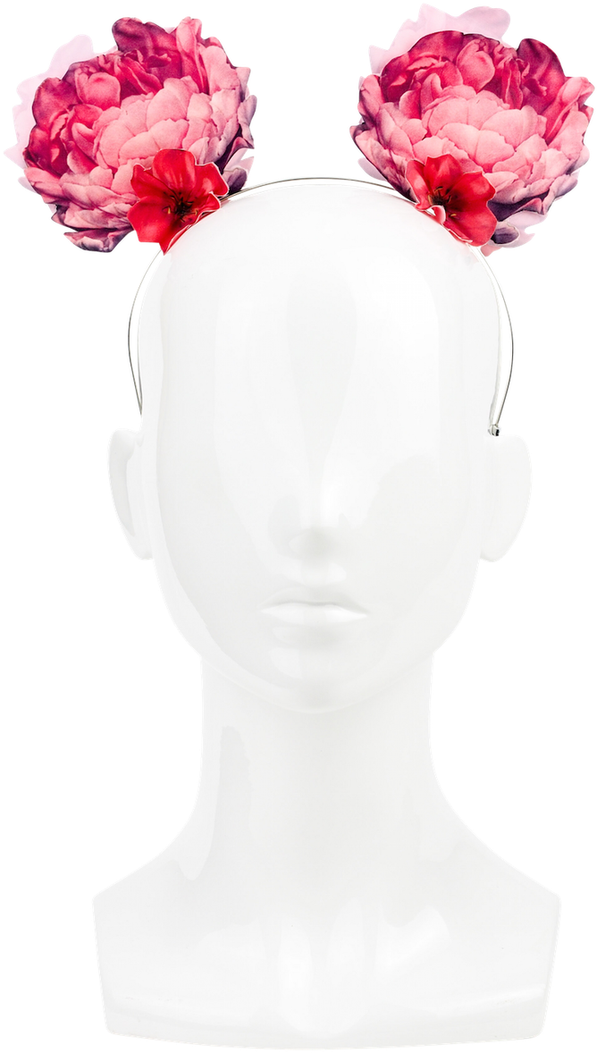 Peony Adorned Headbandon Mannequin PNG Image