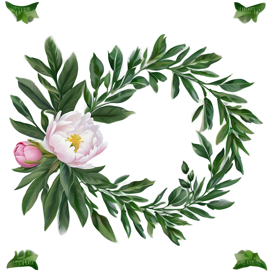 Peony And Greenery Wreath Png 05242024 PNG Image