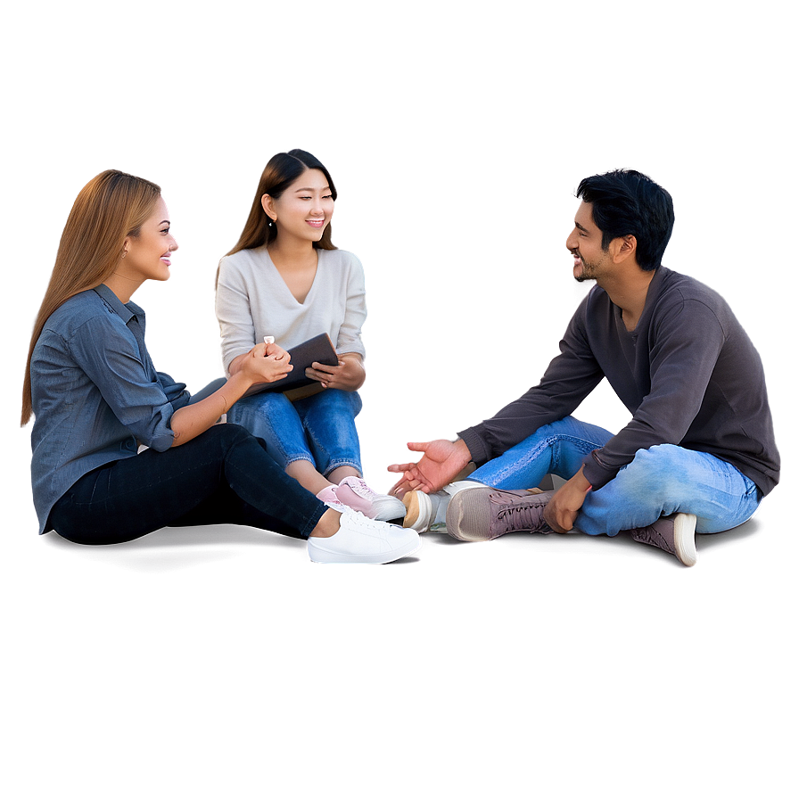 People Sitting In Circle Discussion Png Yoi PNG Image