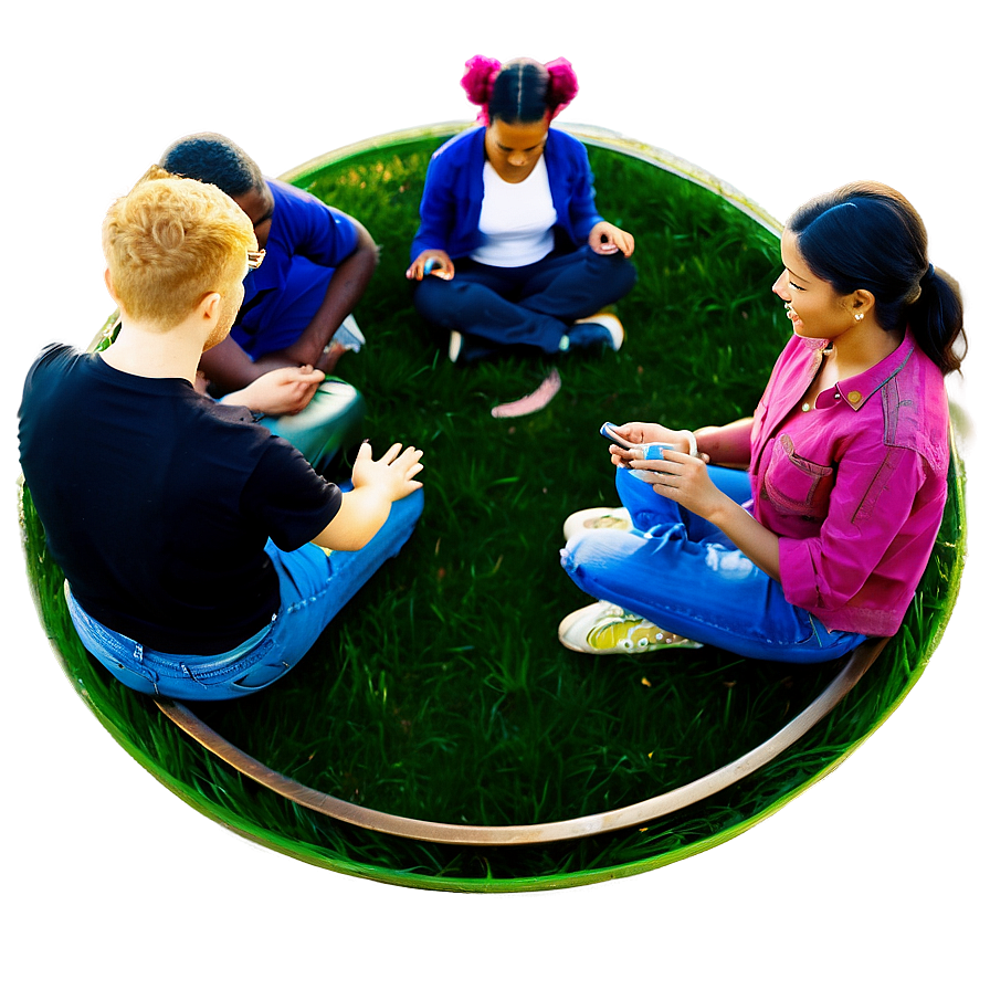 People Sitting In Circle On Grass Png Hos PNG Image