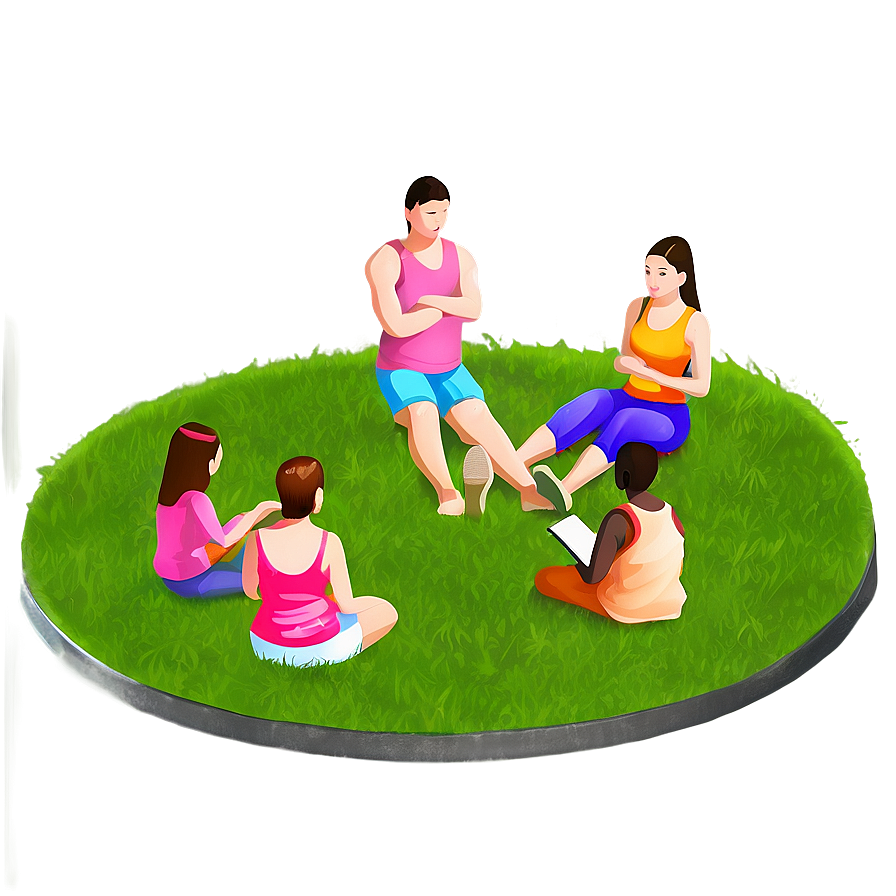 People Sitting In Circle On Grass Png Vem14 PNG Image