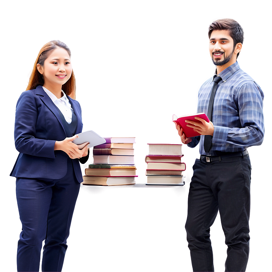 People Standing With Books Png Cub PNG Image