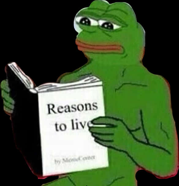 Pepe The Frog Reading Book Meme PNG Image