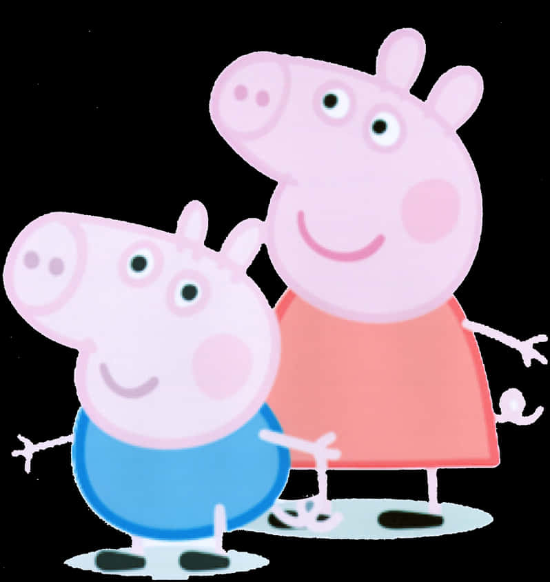 Peppaand George Pig Smiling PNG Image