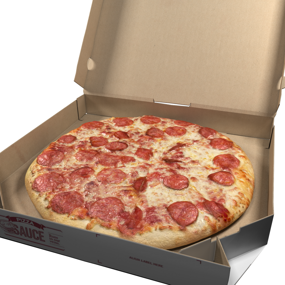 Pepperoni Pizzain Cardboard Box PNG Image