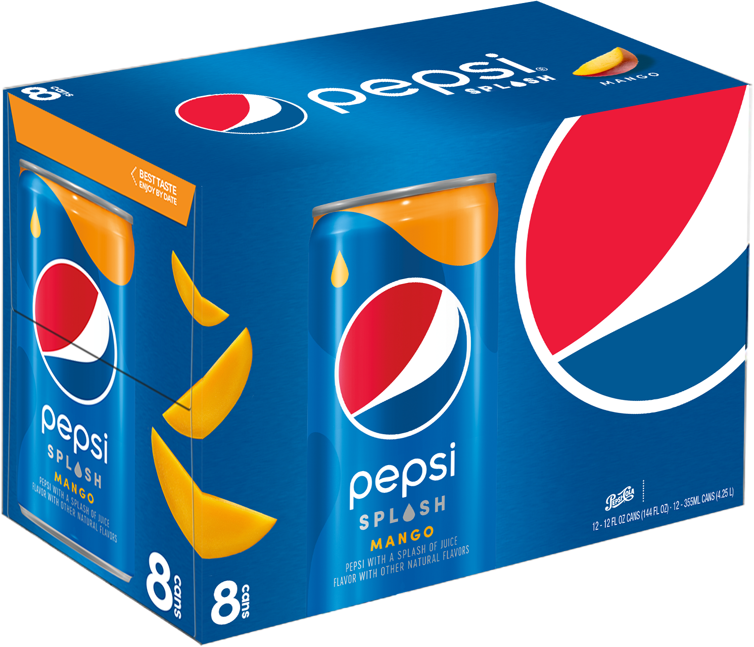 Pepsi Splash Mango Flavored Soda Pack PNG Image