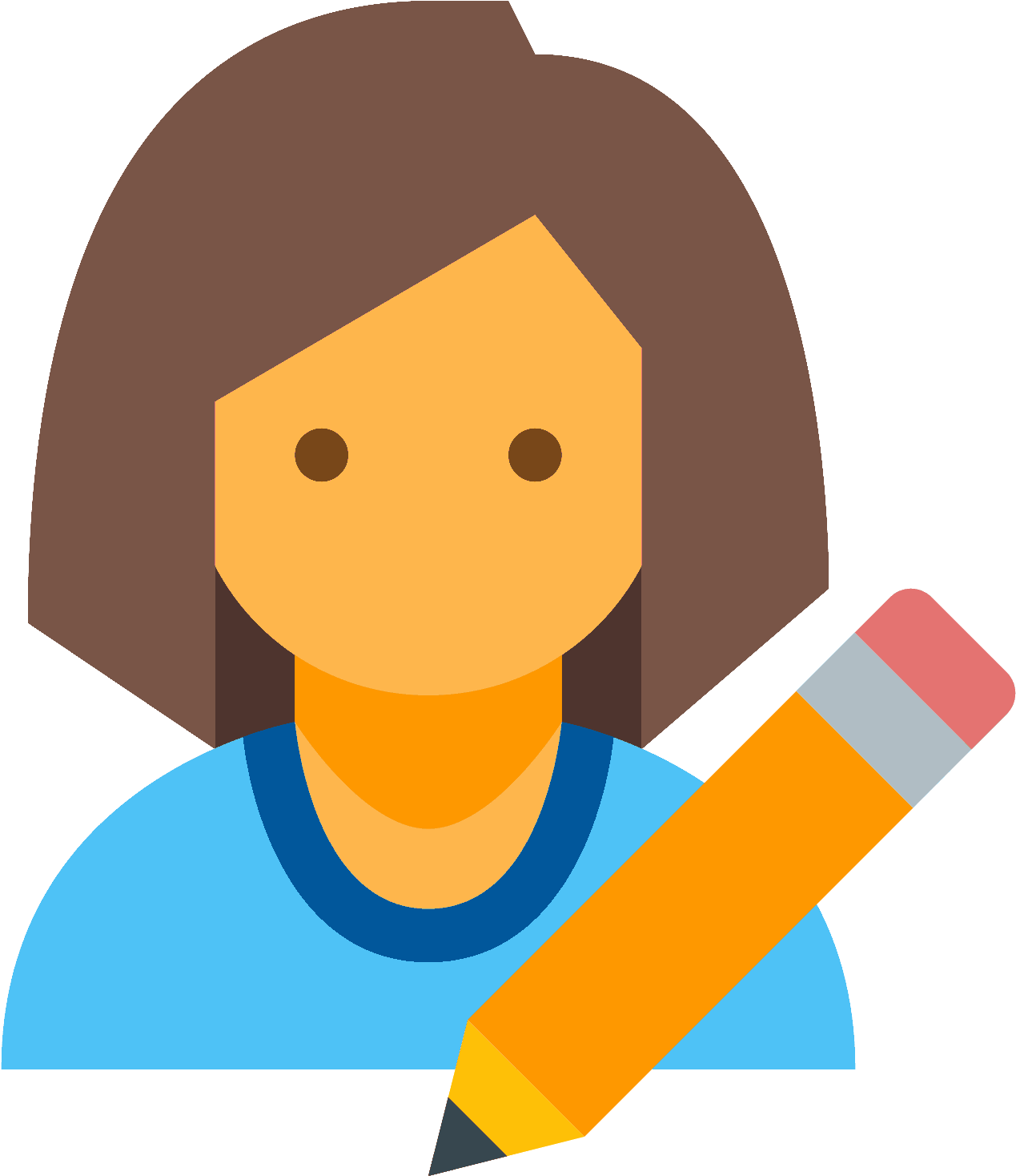 Person Icon Holding Pencil PNG Image