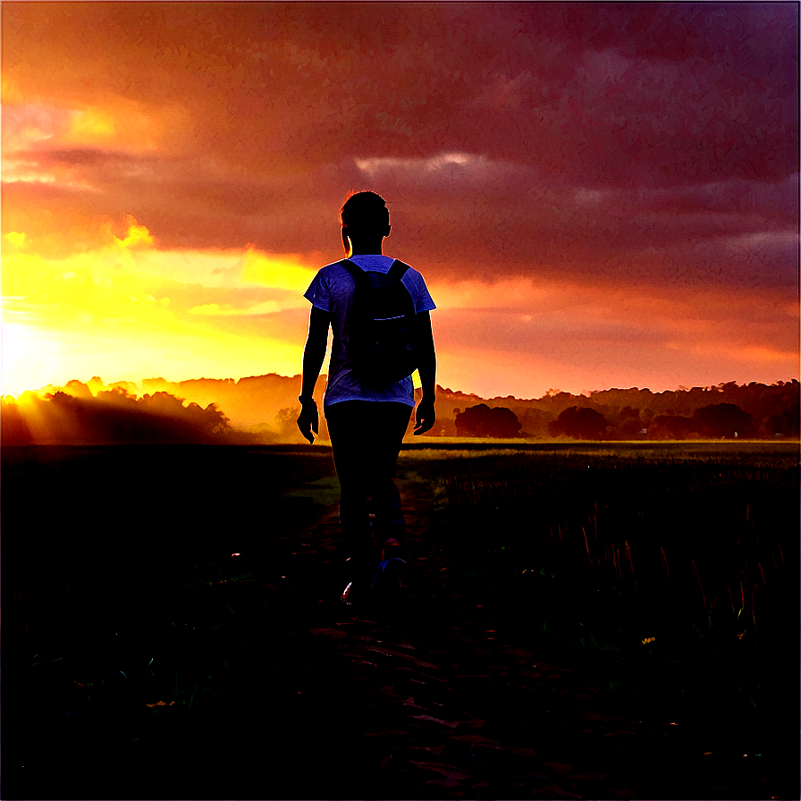 Person Walking At Sunrise Png Srd PNG Image