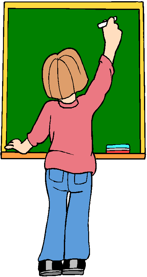 Person Writingon Green Blackboard PNG Image