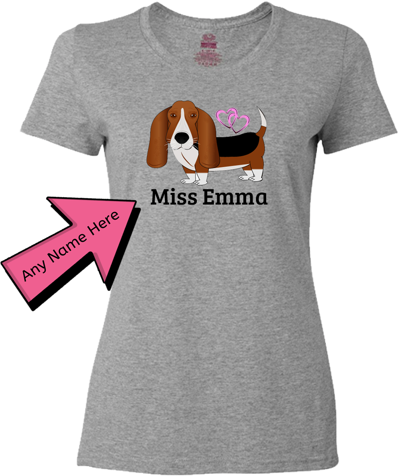 Personalized Basset Hound Tshirt Miss Emma PNG Image