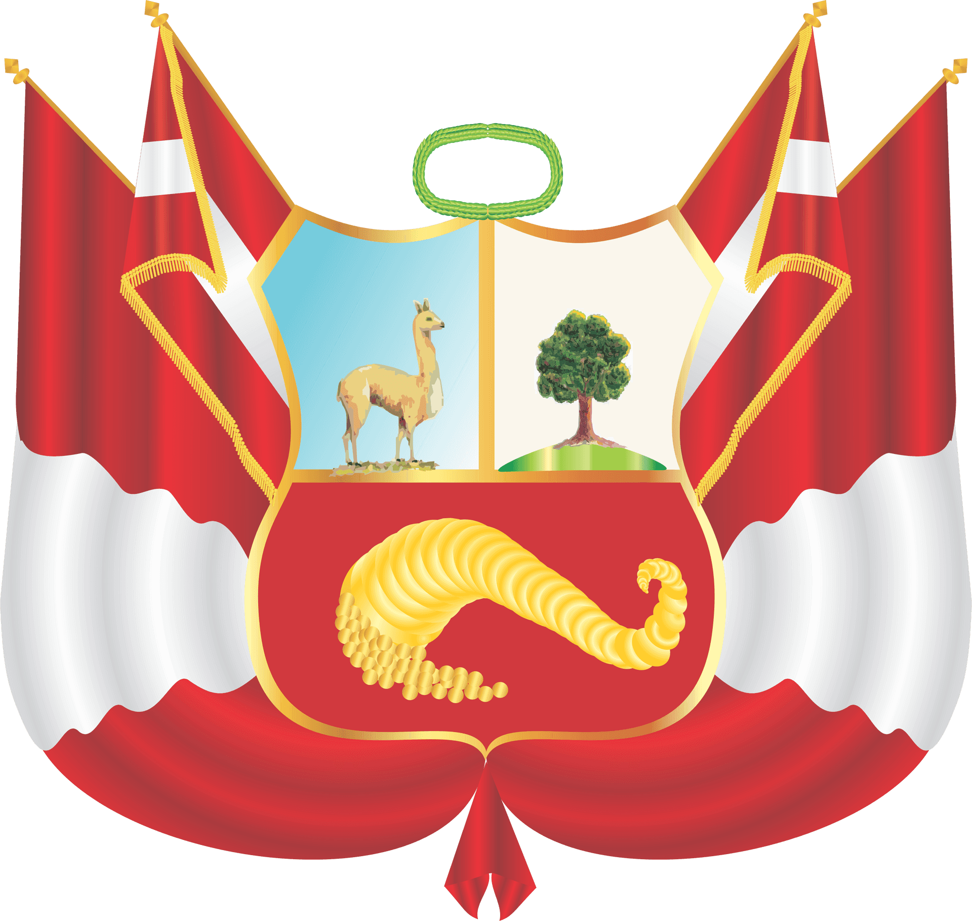 Peruvian Coatof Armswith Flags PNG Image