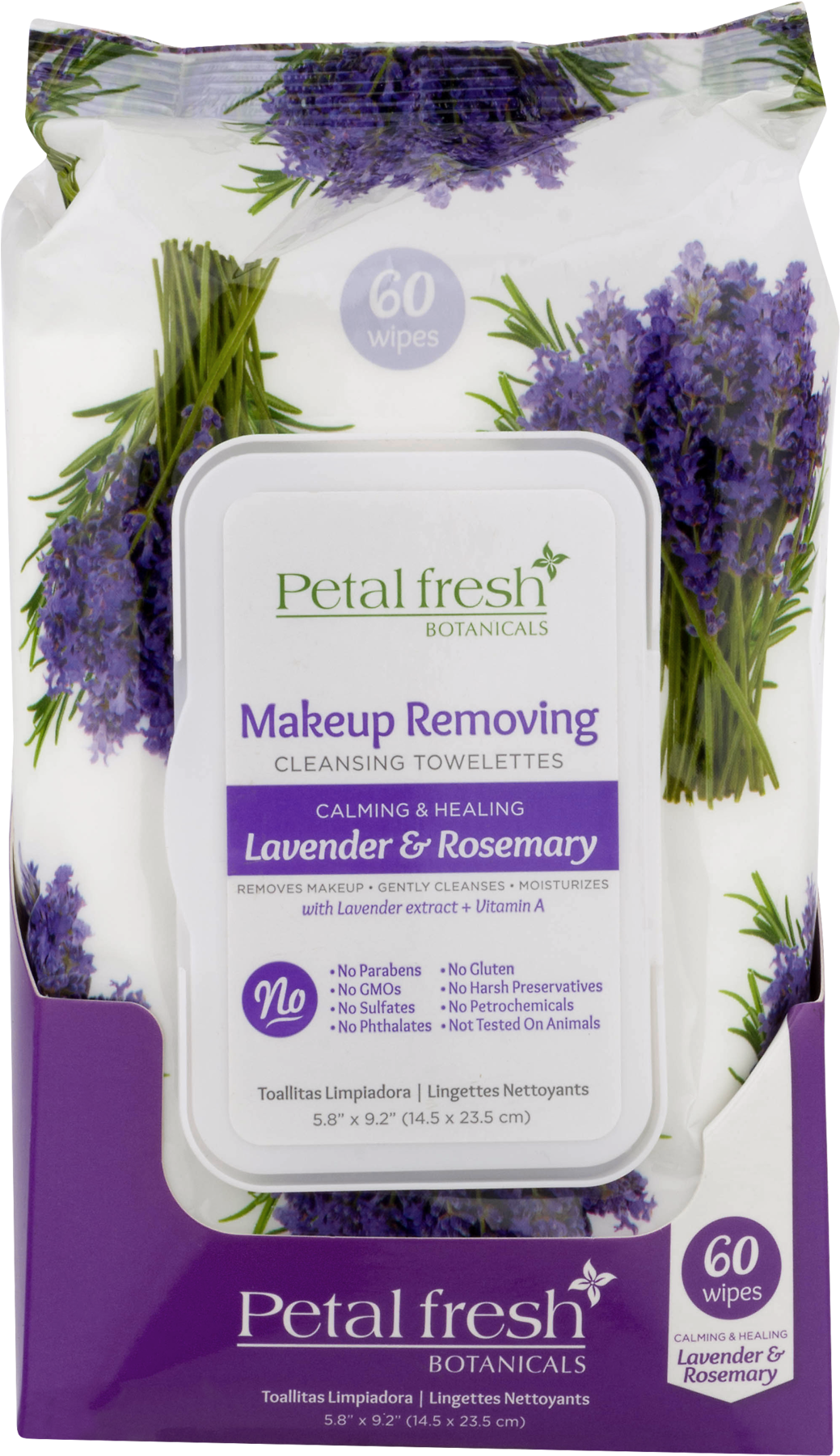 Petal Fresh Lavender Rosemary Makeup Removing Wipes Package PNG Image