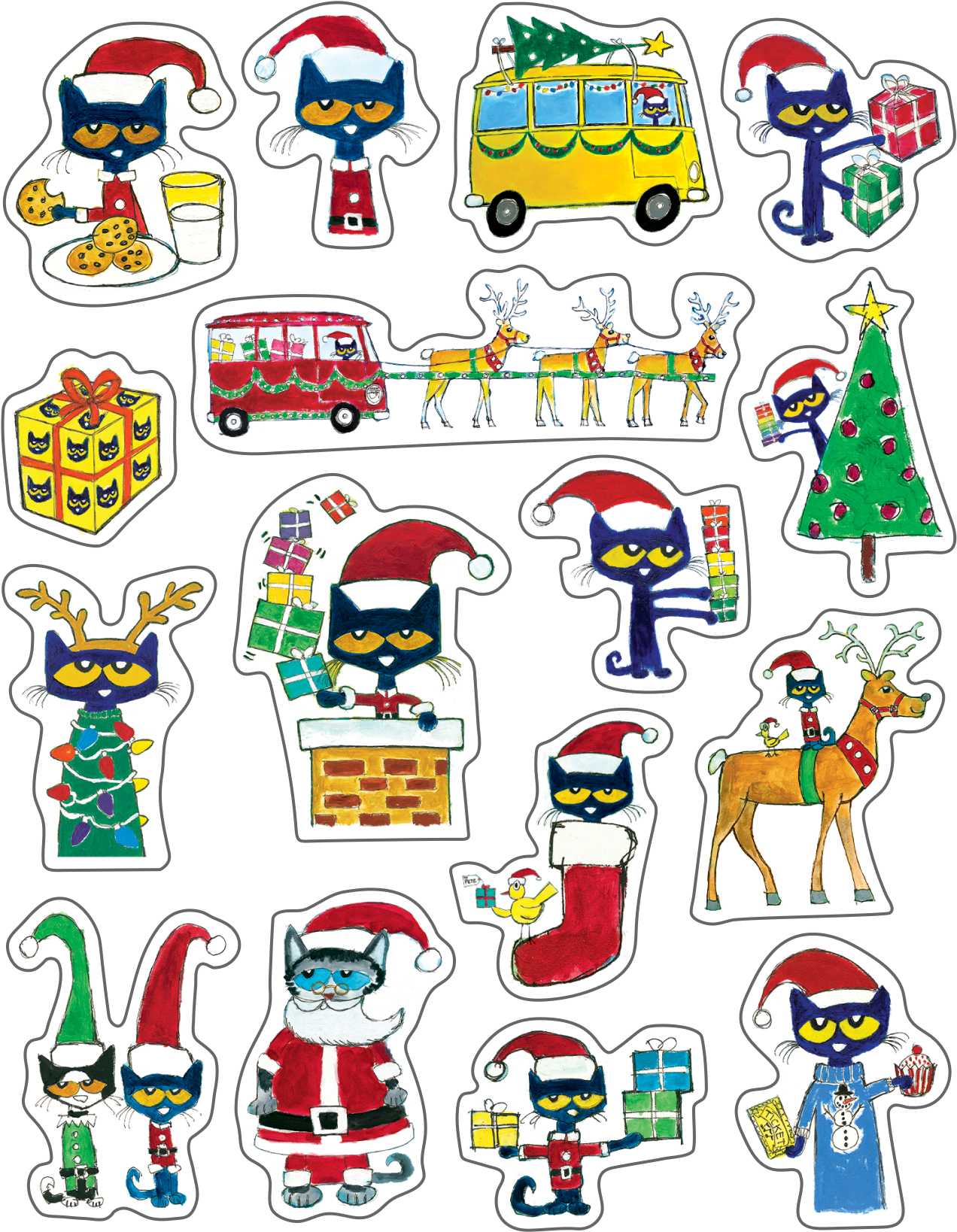 Pete The Cat Christmas Stickers PNG Image