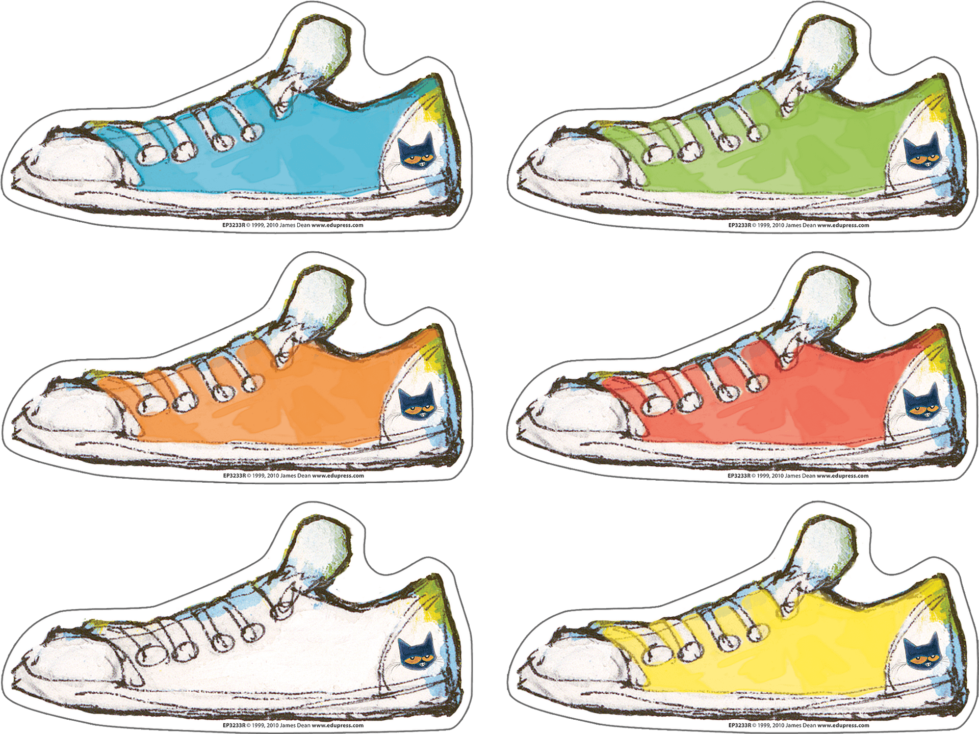 Pete The Cat Colored Shoes Stickers PNG Image