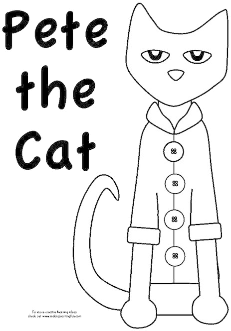 Pete The Cat Coloring Page PNG Image