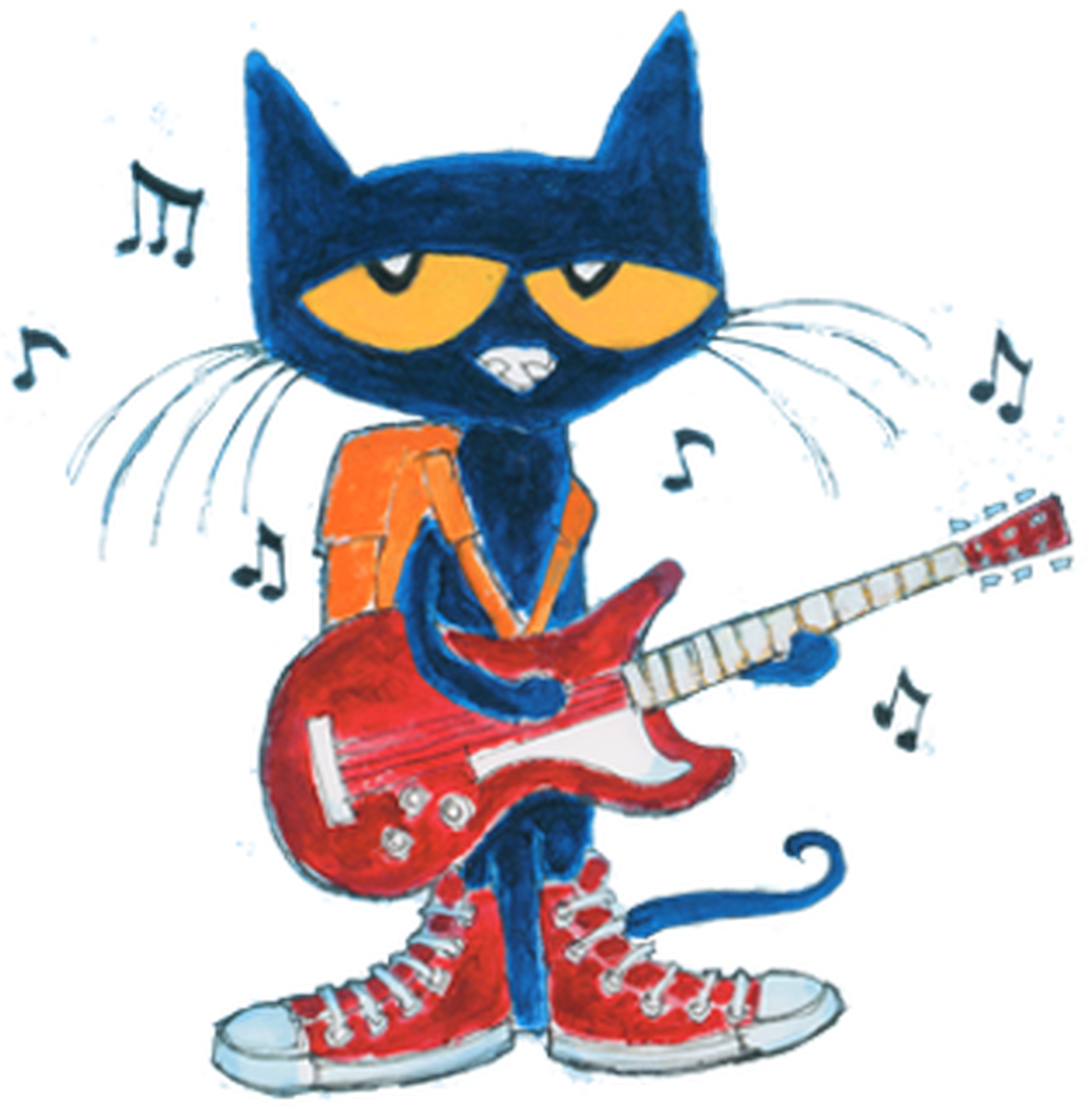 Pete The Cat Guitar Jamming PNG Image